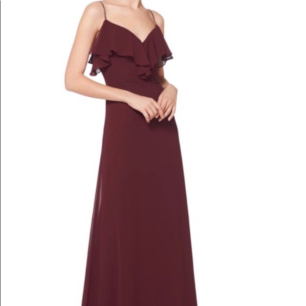 #LEVKOFF Embellished Ruffle Neck Chiffon A-Line